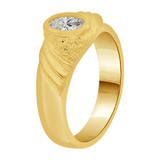 Mini Baby Ring Cubic Zirconia Oval Yellow Gold 14k [R254-104]