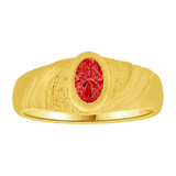 Mini Baby Ring Red CZ Oval Yellow Gold 14k [R254-107]