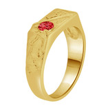 Mini Nugget Baby Ring Red CZ Yellow Gold 14k [R254-207]