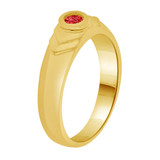 Mini Band Baby Ring Red CZ Yellow Gold 14k [R254-407]