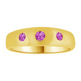 Small Band Baby Ring Purple CZ Yellow Gold 14k [R254-602]
