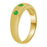 Small Band Baby Ring Green CZ Yellow Gold 14k [R254-605]