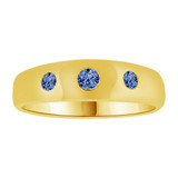 Small Band Baby Ring Blue CZ Yellow Gold 14k [R254-609]