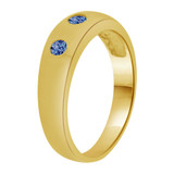 Small Band Baby Ring Blue CZ Yellow Gold 14k [R254-609]