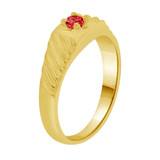 Small Baby Ring Red CZ Yellow Gold 14k [R254-707]