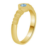 Fancy Small Baby Ring Aqua Blue CZ Yellow Gold 14k [R254-803]