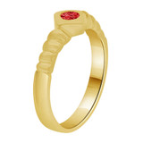 Fancy Small Baby Ring Red CZ Yellow Gold 14k [R254-807]