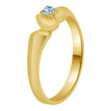 Mini Baby Ring Aqua Blue CZ Yellow Gold 14k [R255-103]