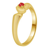 Mini Baby Ring Red CZ Yellow Gold 14k [R255-107]