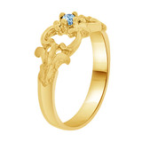 Small Fancy Baby Ring Aqua Blue CZ Yellow Gold 14k [R255-203]