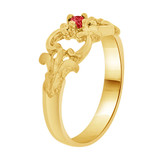 Small Fancy Baby Ring Red CZ Yellow Gold 14k [R255-207]