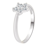 Small Flower Ring Cluster Cubic Zirconia White Gold 14k [R255-454]