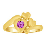 Baby Hearts Ring Purple CZ Yellow Gold 14k [R255-502]