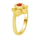 Baby Ring Red CZ Hearts Yellow Gold 14k [R255-507]