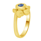 Baby Ring Blue CZ Hearts Yellow Gold 14k [R255-509]