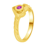 Small Heart Baby Ring Purple CZ Yellow Gold 14k [R255-702]