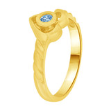Small Heart Baby Ring Aqua Blue CZ Yellow Gold 14k [R255-703]