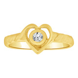 Small Heart Baby Ring Cubic Zirconia Yellow Gold 14k [R255-704]