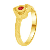 Small Heart Baby Ring Red CZ Yellow Gold 14k [R255-707]