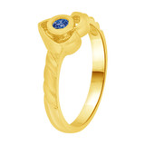 Small Heart Baby Ring Blue CZ Yellow Gold 14k [R255-709]