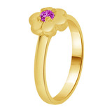 Small Flower Ring Purple CZ Feb Yellow Gold 14k [R256-202]