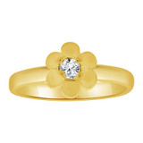 Small Flower Ring Cubic Zirconia Yellow Gold 14k [R256-204]