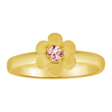 Small Flower Ring Pink CZ Oct Yellow Gold 14k [R256-210]