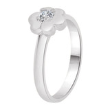 Small Flower Ring Cubic Zirconia White Gold 14k [R256-254]
