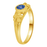 Mini Band Ring Blue CZ Sep Yellow Gold 14k [R256-409]