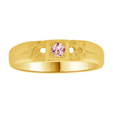 Mini Solitaire Ring Pink CZ Oct Yellow Gold 14k [R256-510]