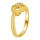 Mini Child or Pinky Ring Cubic Zirconia Four Leaf Clover Design Yellow Gold 14k [R256-604]