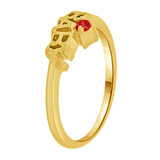 Mini Child or Pinky Ring Created Red CZ Yellow Gold 14k [R256-807]