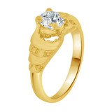 Mini Ring Cubic Zirconia Heart Design Yellow Gold 14k [R257-304]