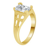Small Ring Cubic Zirconia Cross Design Yellow Gold 14k [R259-104]