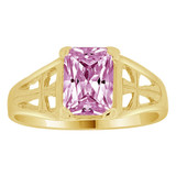 Small Ring Light Purple CZ Cross Yellow Gold 14k [R259-106]