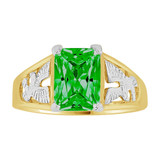 Small Child Ring Green CZ Eagle Design Yellow Gold 14k [R259-205]