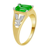 Small Child Ring Green CZ Eagle Design Yellow Gold 14k [R259-205]