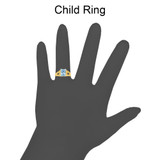 Mini Child Ring Aqua CZ Horse Shoe Yellow Gold 14k [R259-303]