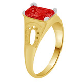 Mini Child Ring Red CZ Horse Shoe Yellow Gold 14k [R259-307]