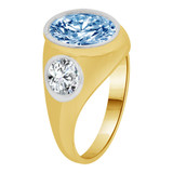 Mini Child Ring Aqua CZ Design Yellow Gold 14k [R259-803]