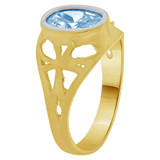 Small Child Ring Aqua Color CZ Yellow Gold 14k [R261-103]