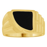 Small Fancy Ring Black Resin Size 4.0 Yellow Gold 14k [R262-002]