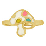 Color Enamel Resin Mushroom Ring Yellow Gold 14k [R262-029]