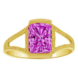 Small Ring Rectangular CZ Purple Yellow Gold 14k [R263-202]