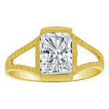 Small Ring Rectangular CZ Crystal Yellow Gold 14k [R263-204]