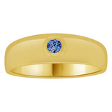 Small Band Ring CZ Dark Blue Yellow Gold 14k [R263-709]