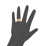 Gent Signet Ring Link Design CZ Tricolor Gold 14k [R500-008]