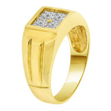 Signet Ring Men Guy Gent CZ Yellow Gold 14k [R501-030]