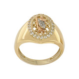 St Jude San Judas Men Ring CZ Tricolor Gold 14k [R502-028]