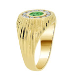 Men Ring Green Color CZ May Yellow Gold 14k [R503-535]